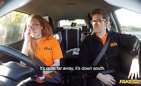 Fake Driving School - British ginger babe Ella Hughes gets her perfect pussy fucked during driving l