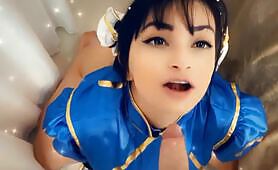 Chun Li Cosplay From Street Fighter Fucking with a Guy
