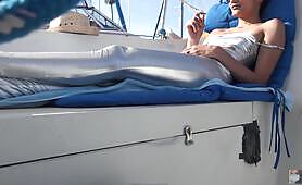 SOMEONE COULD SEE US! VIVA ATHENA GIVES SNEAKY BLOWJOB ON BOAT